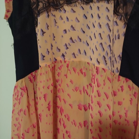 Anthropologie Maeve Evangeline Pink Peplum Sheer Lace Top Size XS - Picture 5 of 6